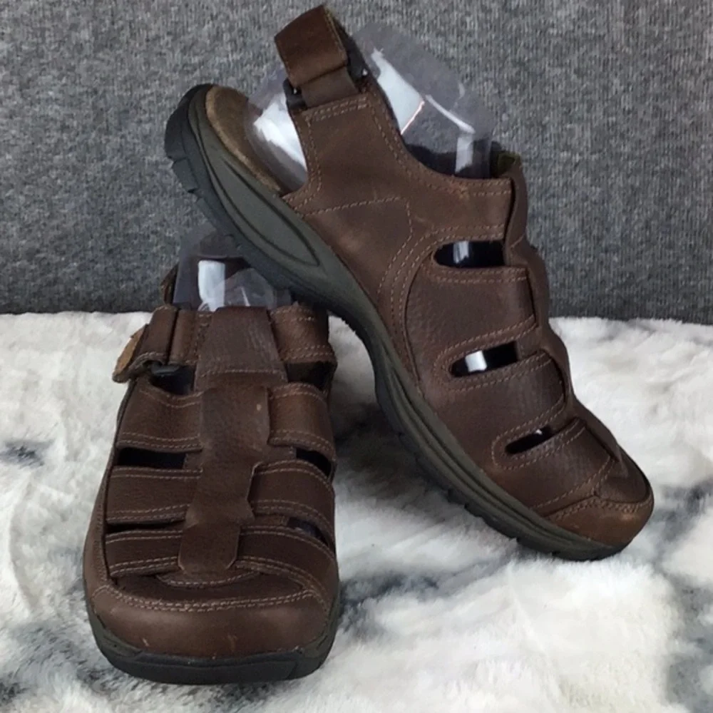 Dunham Brown Leather Adjustable Slip‎ On Fisherman Sandals Size 11D